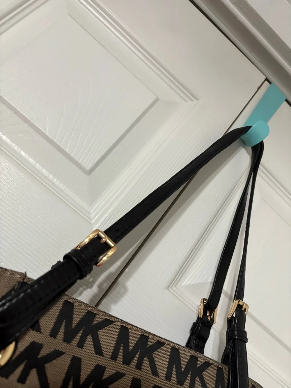 Michael Kors Brown MK Signature Tote with Black Straps
